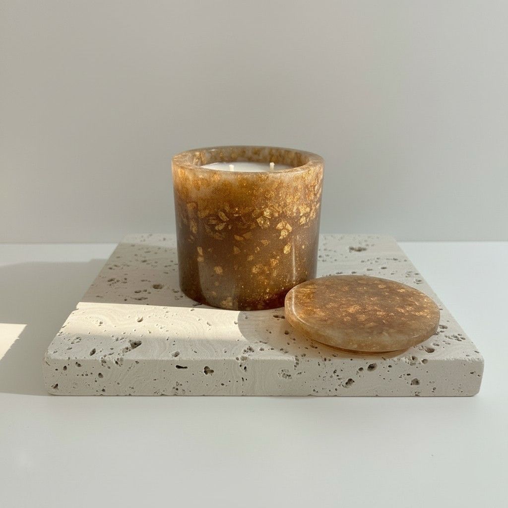Earth Harmony – Smoky Quartz  Energy Ritual Candle | Luxury Crystal Soy Candle