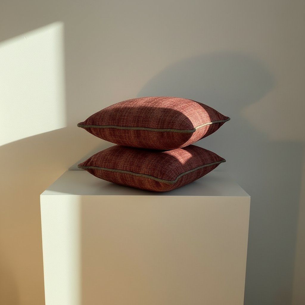 Set of 2 Rust Brown Cushion Covers – Textured Decorative Pillow Covers – Luxury Sofa Pillow Covers 40×40