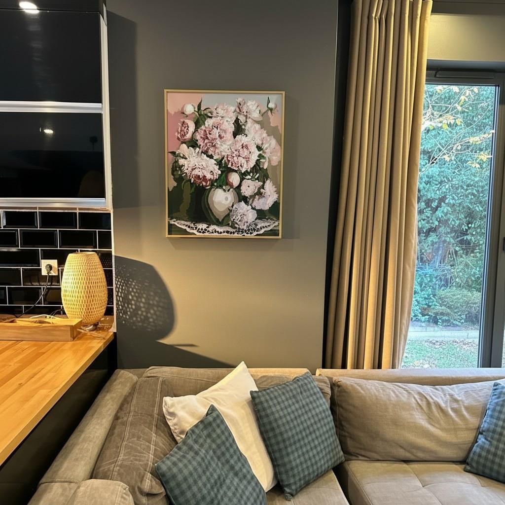 Blush Peony Framed Wall Art – Romantic Floral Painting | Soft Pink Luxury Decor | Calm Feminine Interior