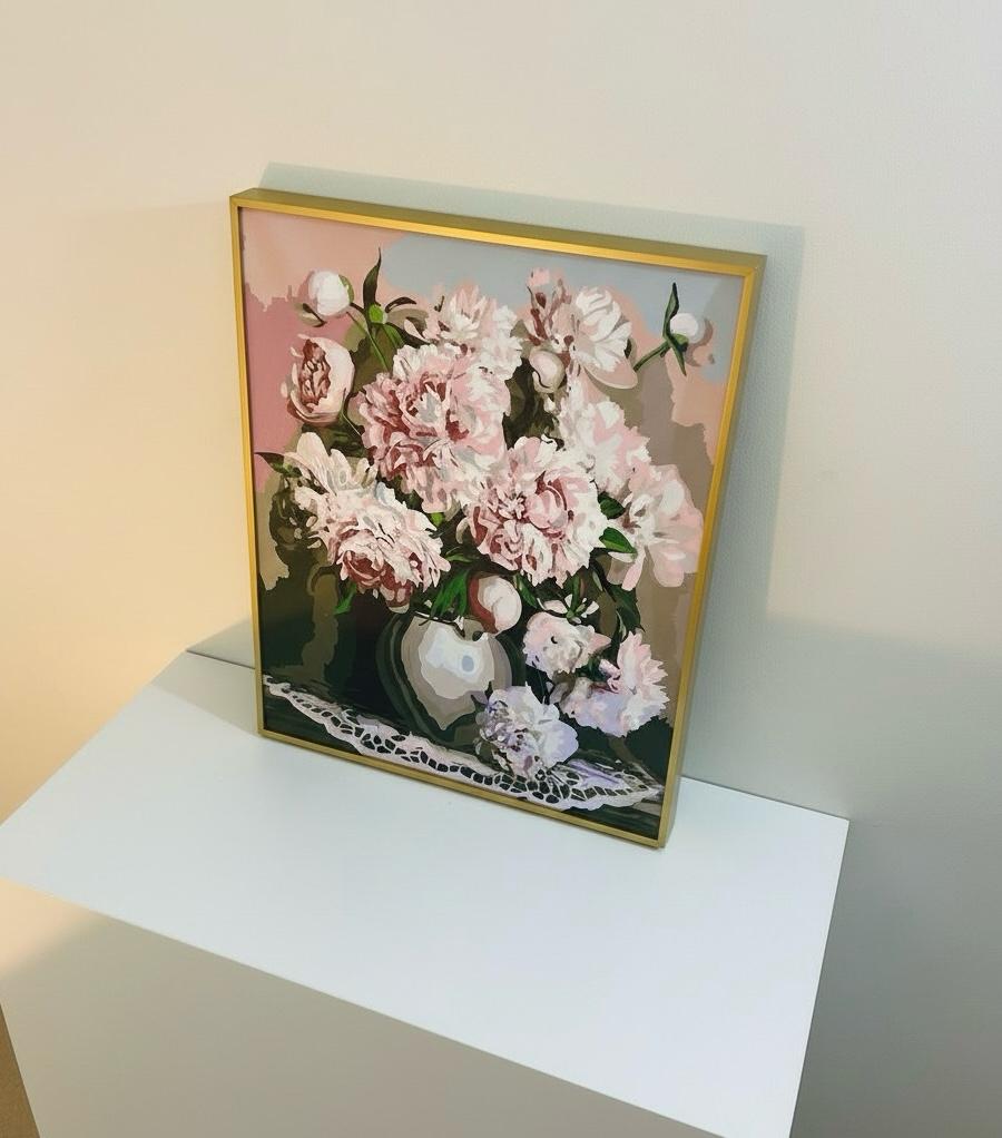 Blush Peony Framed Wall Art – Romantic Floral Painting | Soft Pink Luxury Decor | Calm Feminine Interior