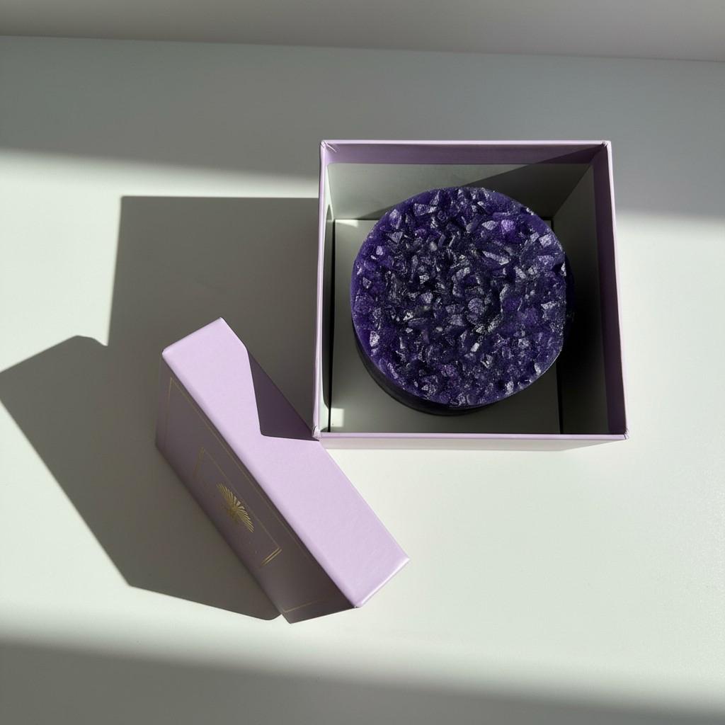 Lavender Peace – Amethyst Energy Ritual Candle | Luxury Crystal Soy Candle