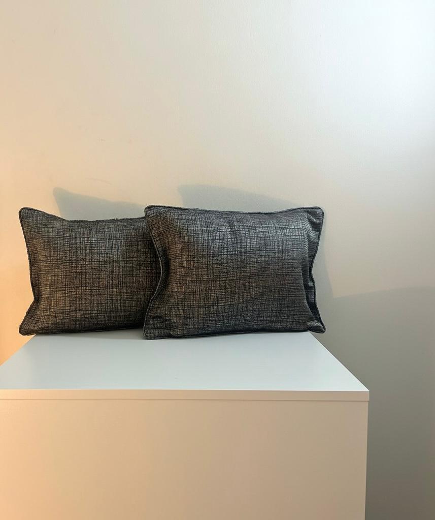 Set of 2 Textured Grey Cushion Covers – Modern Minimal Decorative Pillow Covers – Luxury Neutral Sofa Cushions