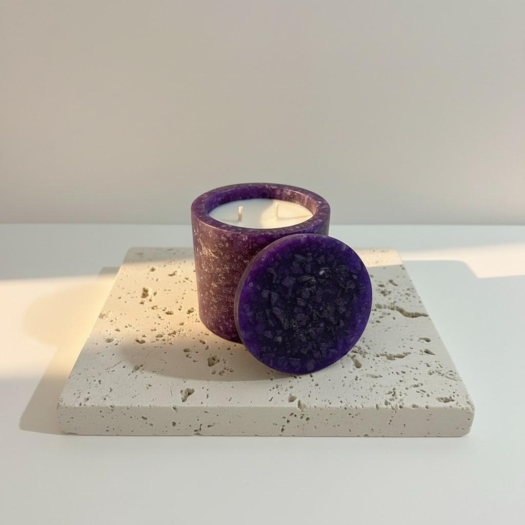 Lavender Peace – Amethyst Energy Ritual Candle | Luxury Crystal Soy Candle