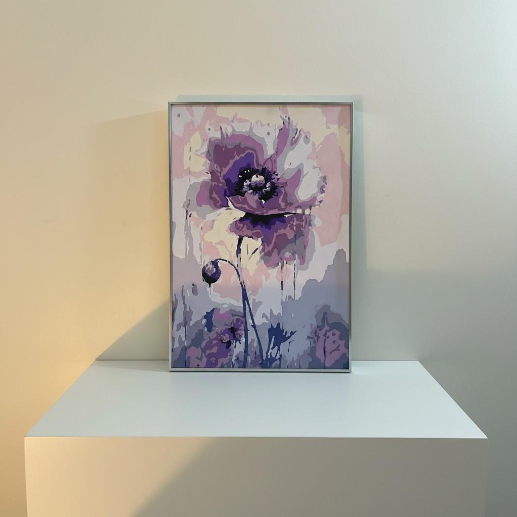 Lavender Bloom Framed Wall Art – Soft Purple Floral Painting | Calm Feminine Decor | Minimal Luxury Home Aesthetic | 40x50 cm
