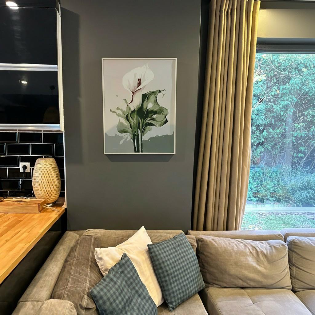 White Calla Lily Framed Wall Art – Minimal Botanical Painting | Elegant Neutral Decor | Calm Luxury Interior | 40x50 cm