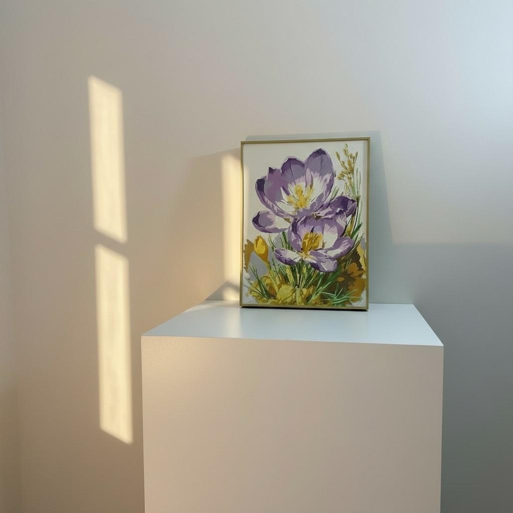Luminous Bloom Framed Wall Art – Soft Purple Floral Painting | Calm Luxury Decor | Elegant Light Interior | 40x50 cm