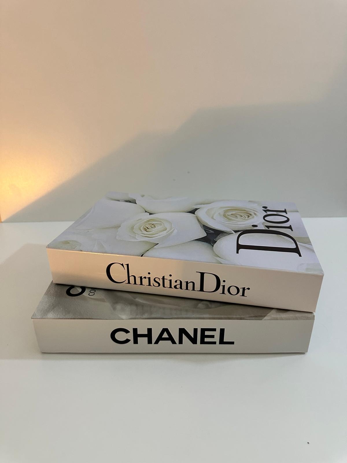 Luxury Decorative Book Box Set — Chanel & Christian Dior — Elegant Fashion Coffee Table Decor