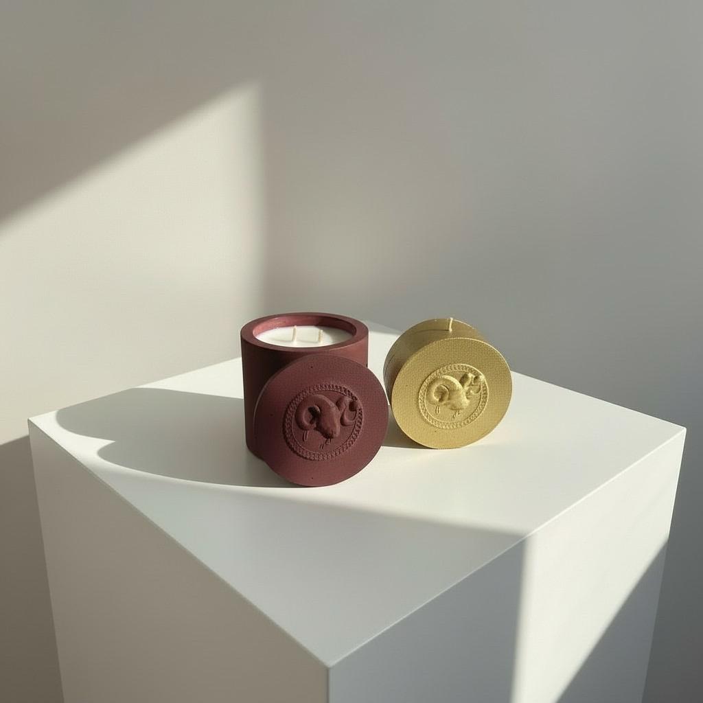 Aries Zodiac Candle Set – Aries Vessel with Energy Refill