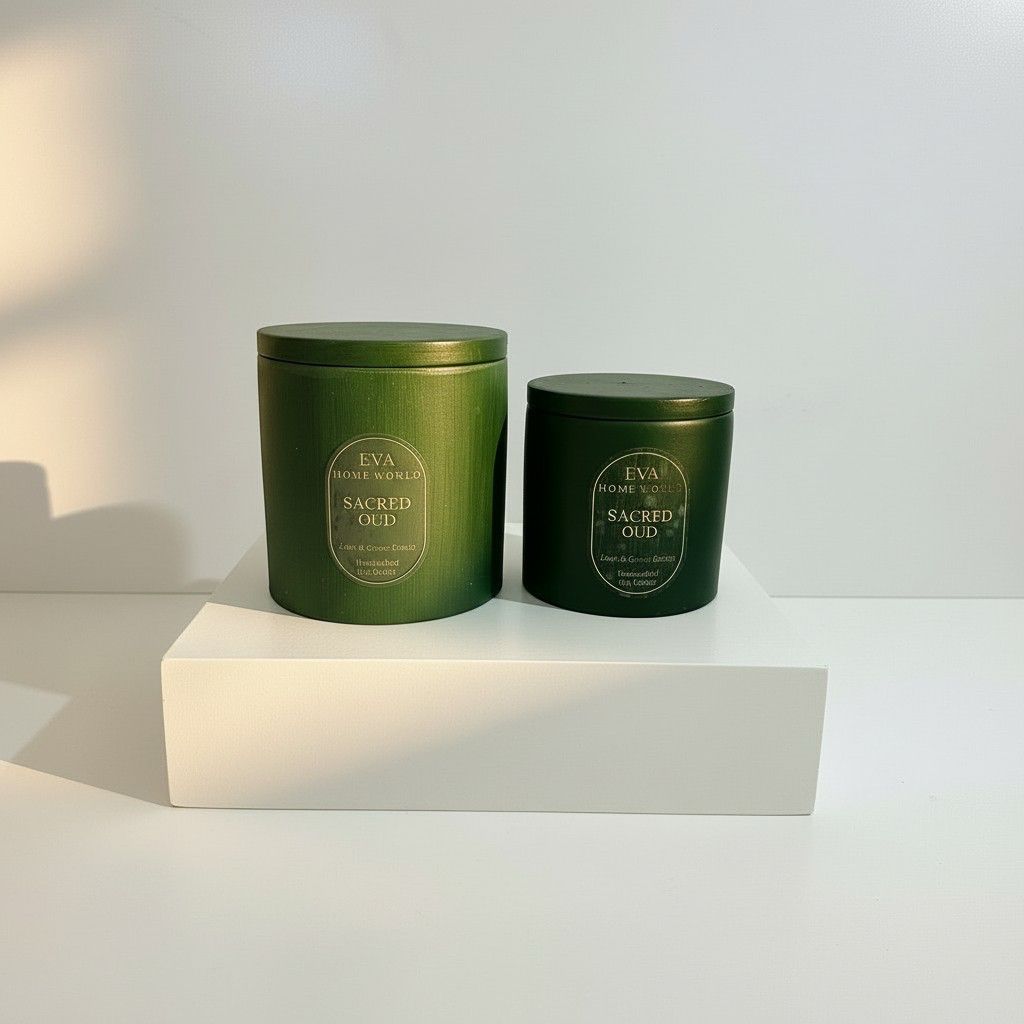 Sacred Oud – Purity & Calm Energy Candle Set (10×10 + 8×8 Luxury Soy Wax)