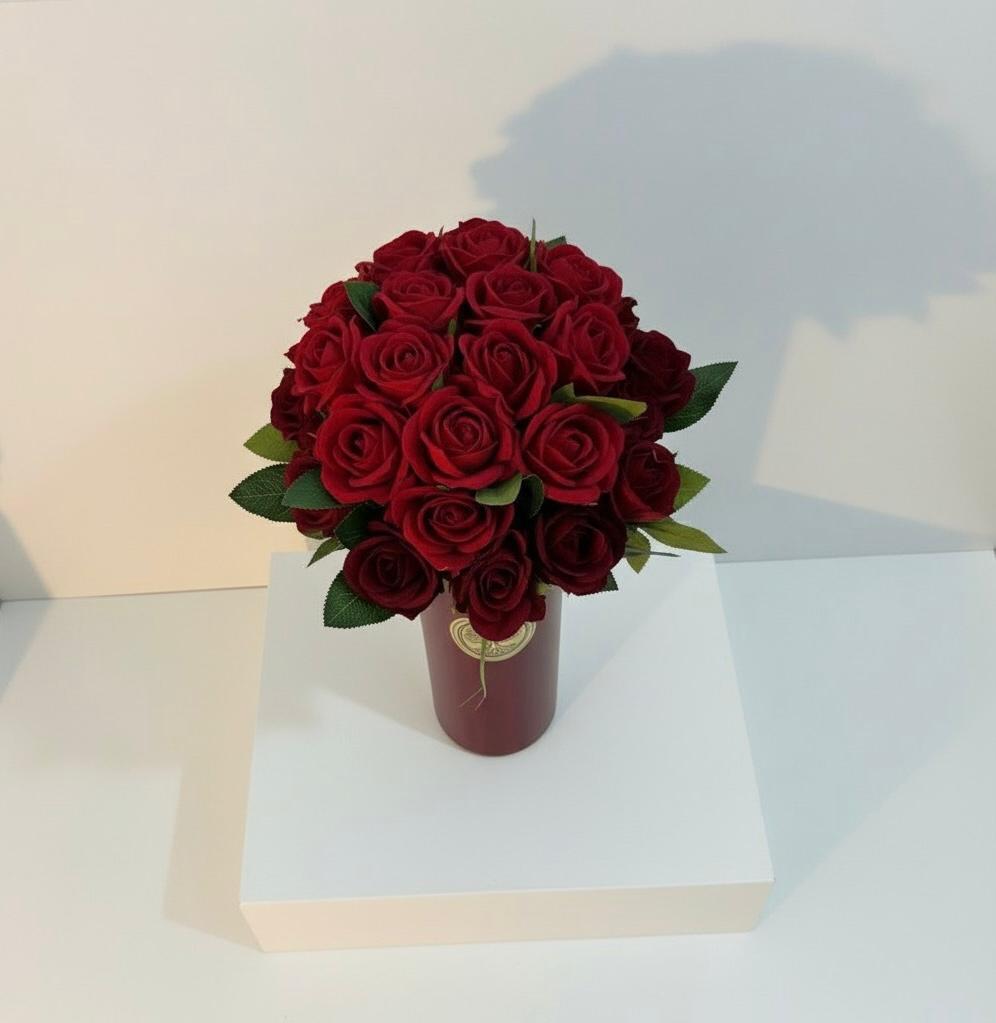 Velvet Rose Tall Decorative Vase 10x25 — Luxury Ritual Interior Piece