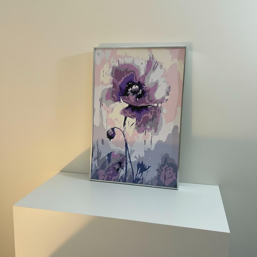 Lavender Bloom Framed Wall Art – Soft Purple Floral Painting | Calm Feminine Decor | Minimal Luxury Home Aesthetic | 40x50 cm