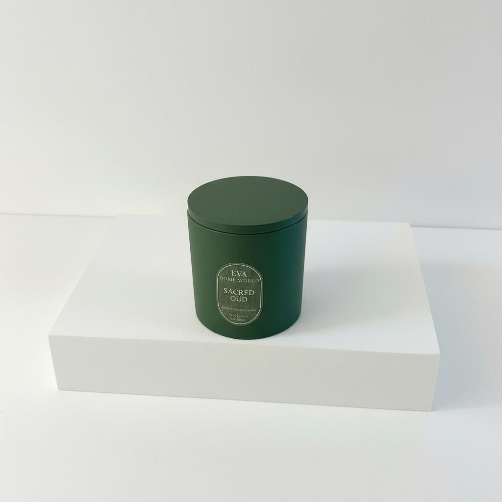 Sacred Oud – Purity &amp; Calm Energy Candle (10x10 cm Luxury Ritual Edition)