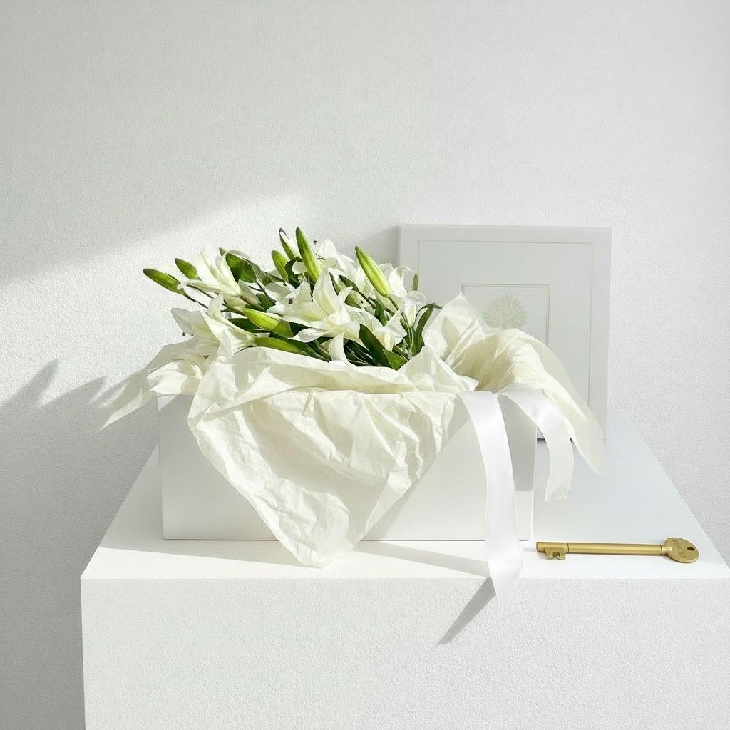 Classic Ivory Lily Bridal Bouquet — Sculptural Ivory Wedding Bouquet