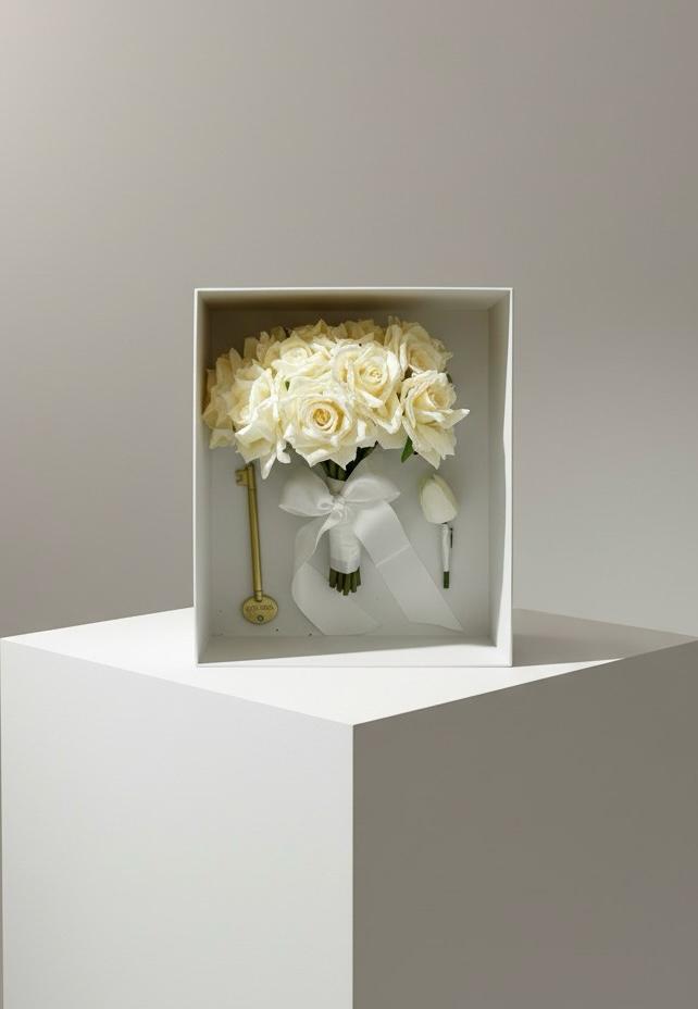 Classic Ivory Rose Bridal Bouquet — Minimal Ivory Bridal Bouquet