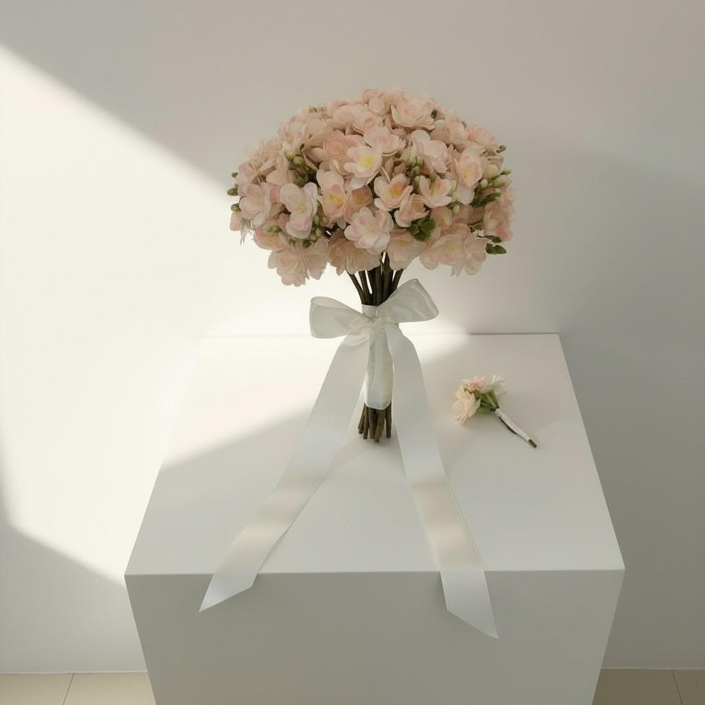Classic Dream Jasmine Bridal Bouquet — Soft Blush Calm Luxury Wedding Flowers