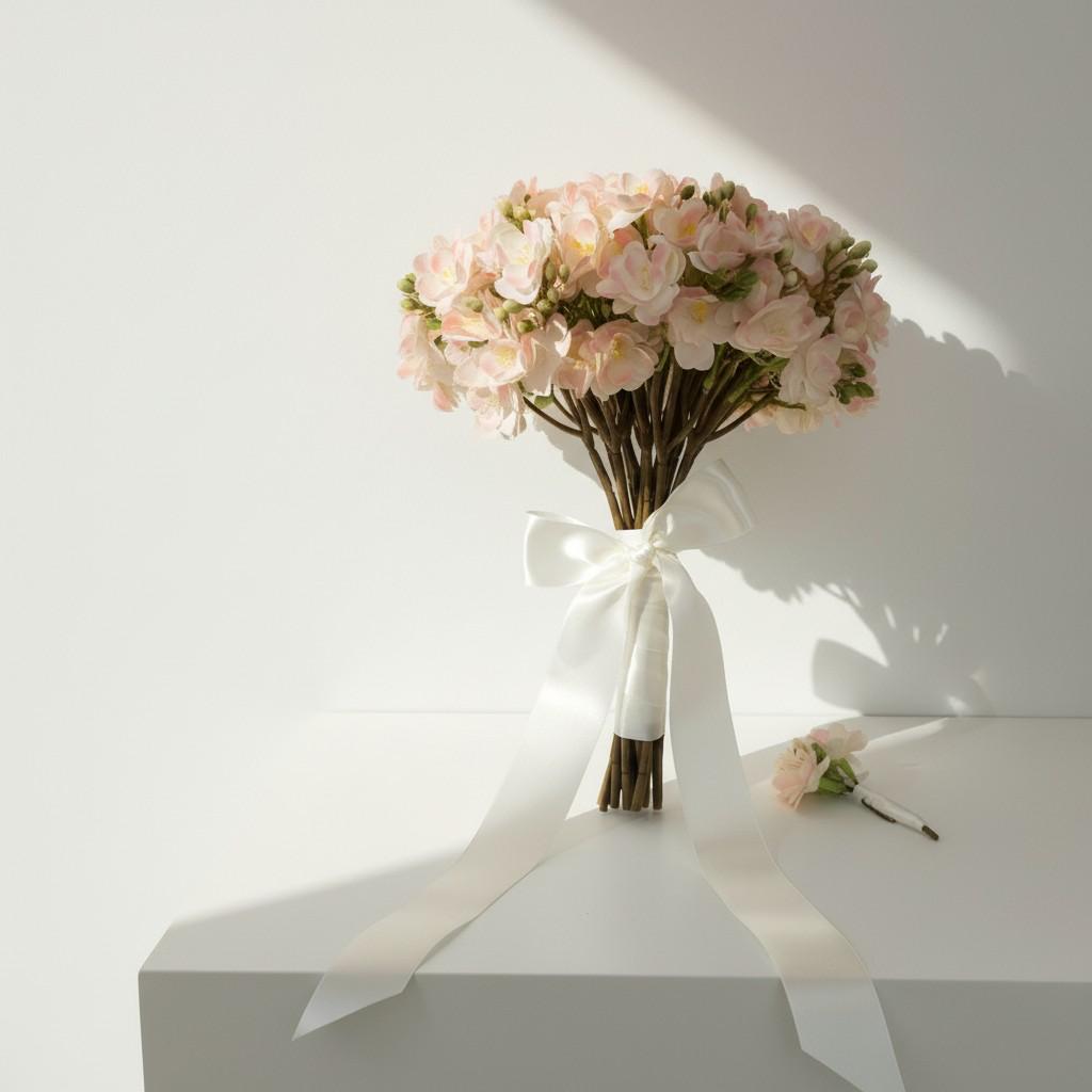 Classic Dream Jasmine Bridal Bouquet — Soft Blush Calm Luxury Wedding Flowers