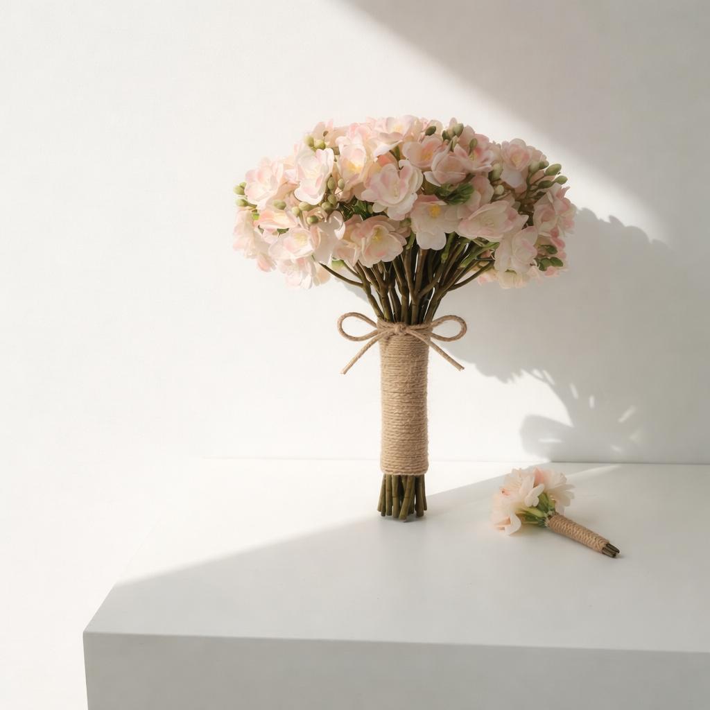 Rustic Dream Jasmine Bridal Bouquet — Soft Blush Earth-Inspired Wedding Flowers