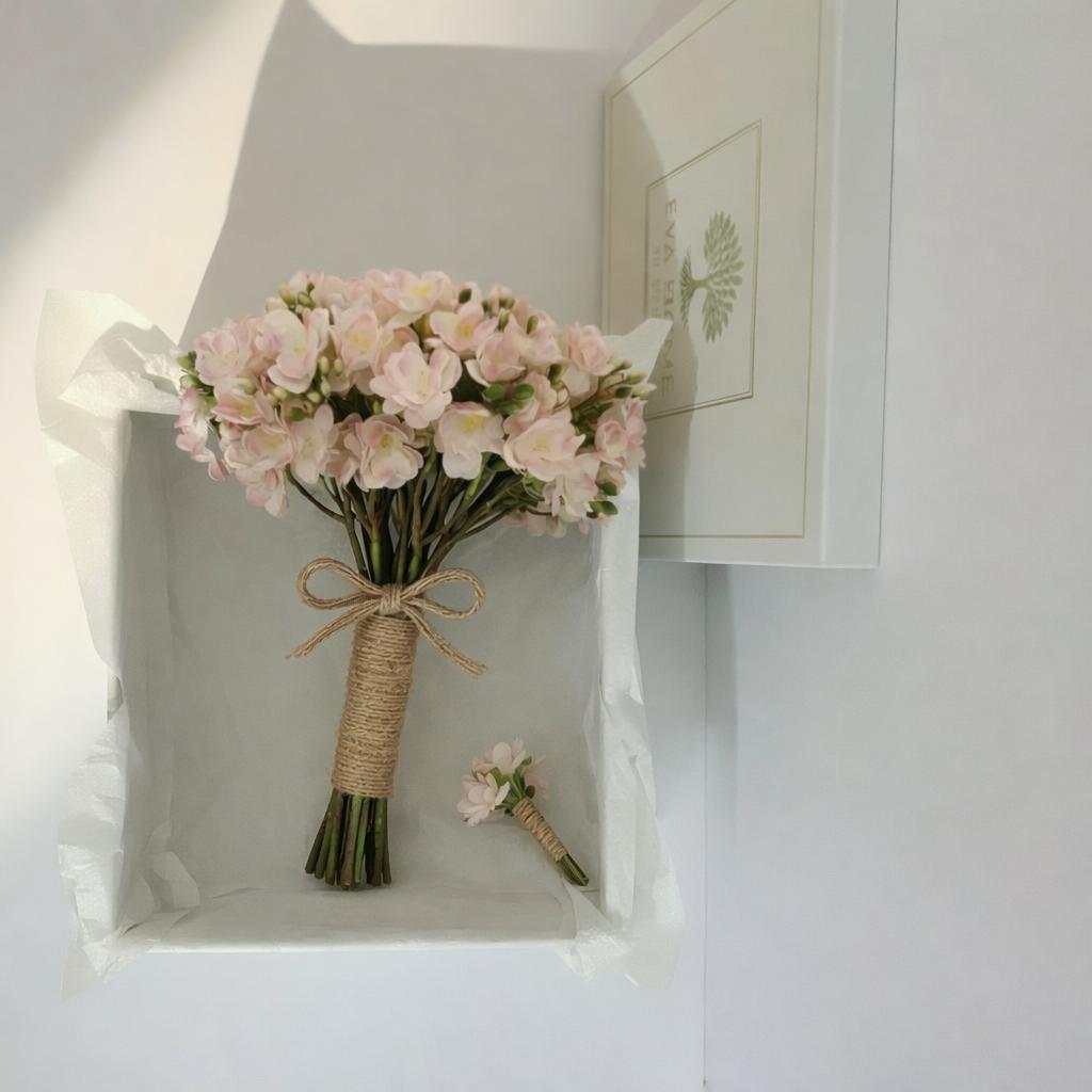Rustic Dream Jasmine Bridal Bouquet — Soft Blush Earth-Inspired Wedding Flowers