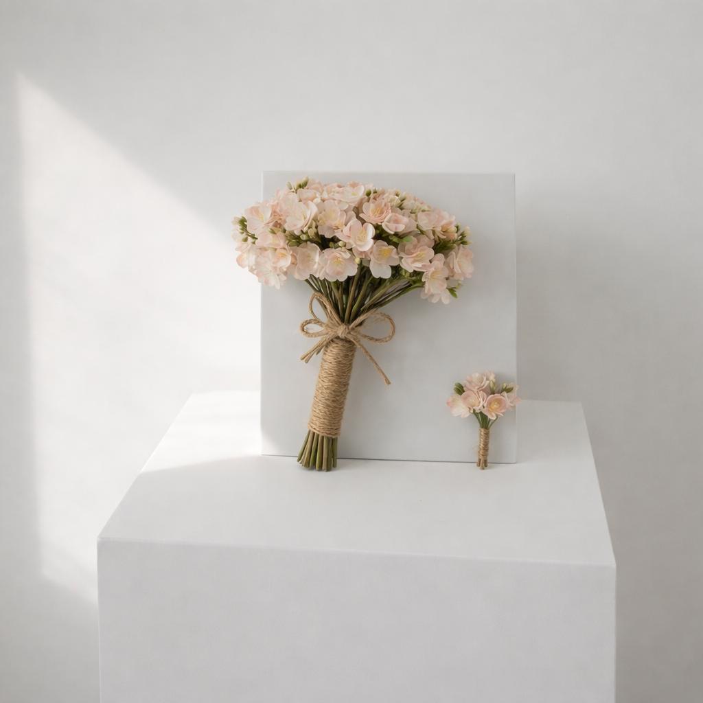 Rustic Dream Jasmine Bridal Bouquet — Soft Blush Earth-Inspired Wedding Flowers