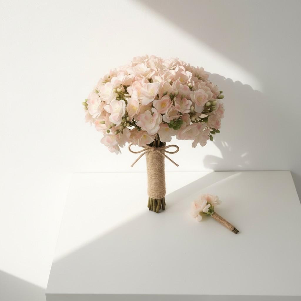 Rustic Dream Jasmine Bridal Bouquet — Soft Blush Earth-Inspired Wedding Flowers