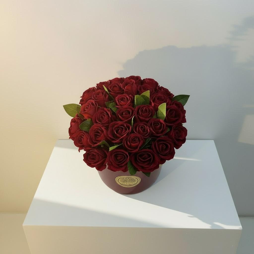 Velvet Rose Medium Vase — Love Energy Decorative Statement Piece (20x20 cm)