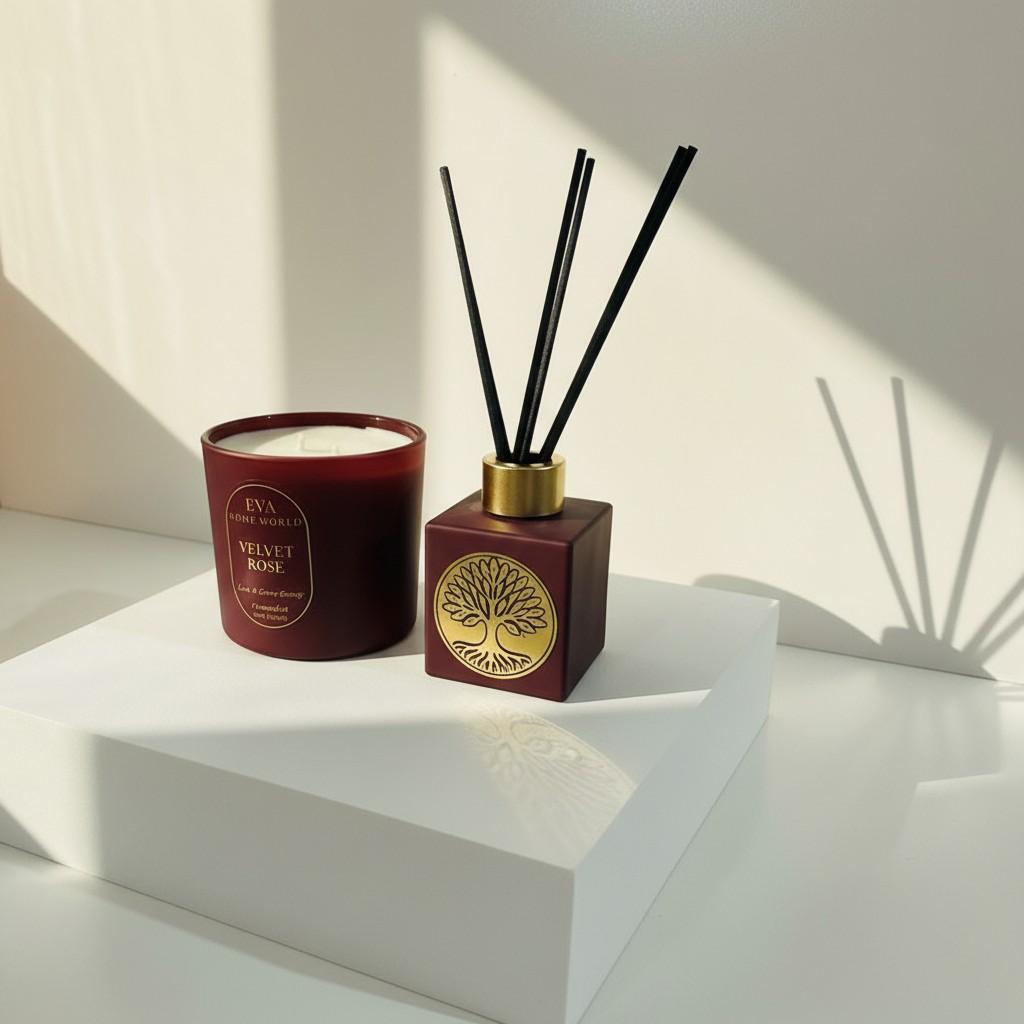 Velvet Rose Reed Diffuser & Glass Candle Set | Energy Fragrance Collection