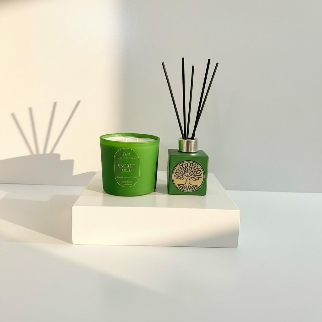Sacred Oud Reed Diffuser & Glass Candle Set | Energy Fragrance Collection