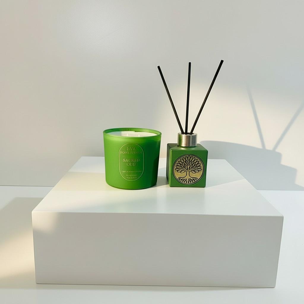 Sacred Oud Reed Diffuser & Glass Candle Set | Energy Fragrance Collection