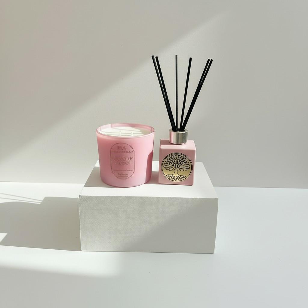 Luminous Bloom Reed Diffuser & Glass Candle Set | Energy Fragrance Collection