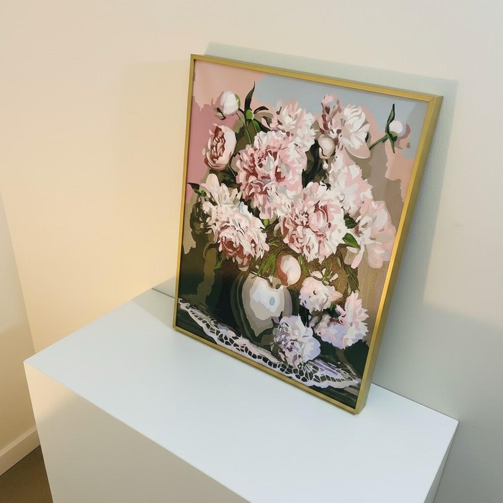 Blush Peony Framed Wall Art – Romantic Floral Painting | Soft Pink Luxury Decor | Calm Feminine Interior