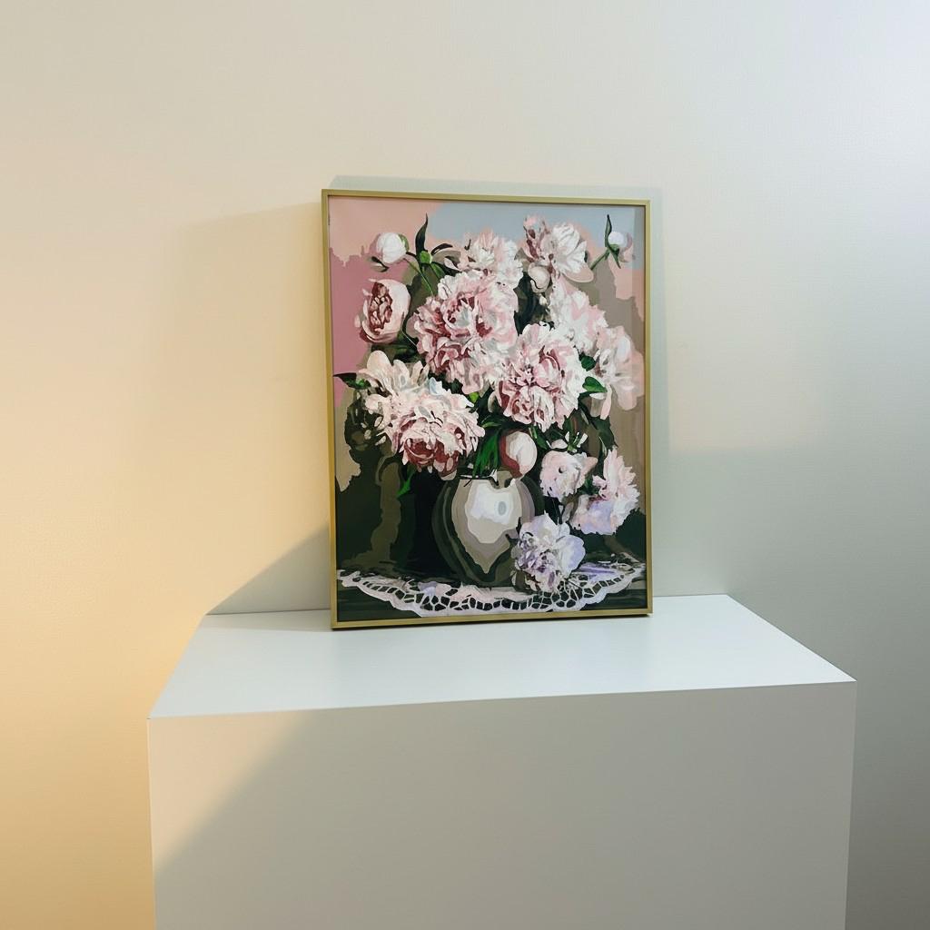 Blush Peony Framed Wall Art – Romantic Floral Painting | Soft Pink Luxury Decor | Calm Feminine Interior