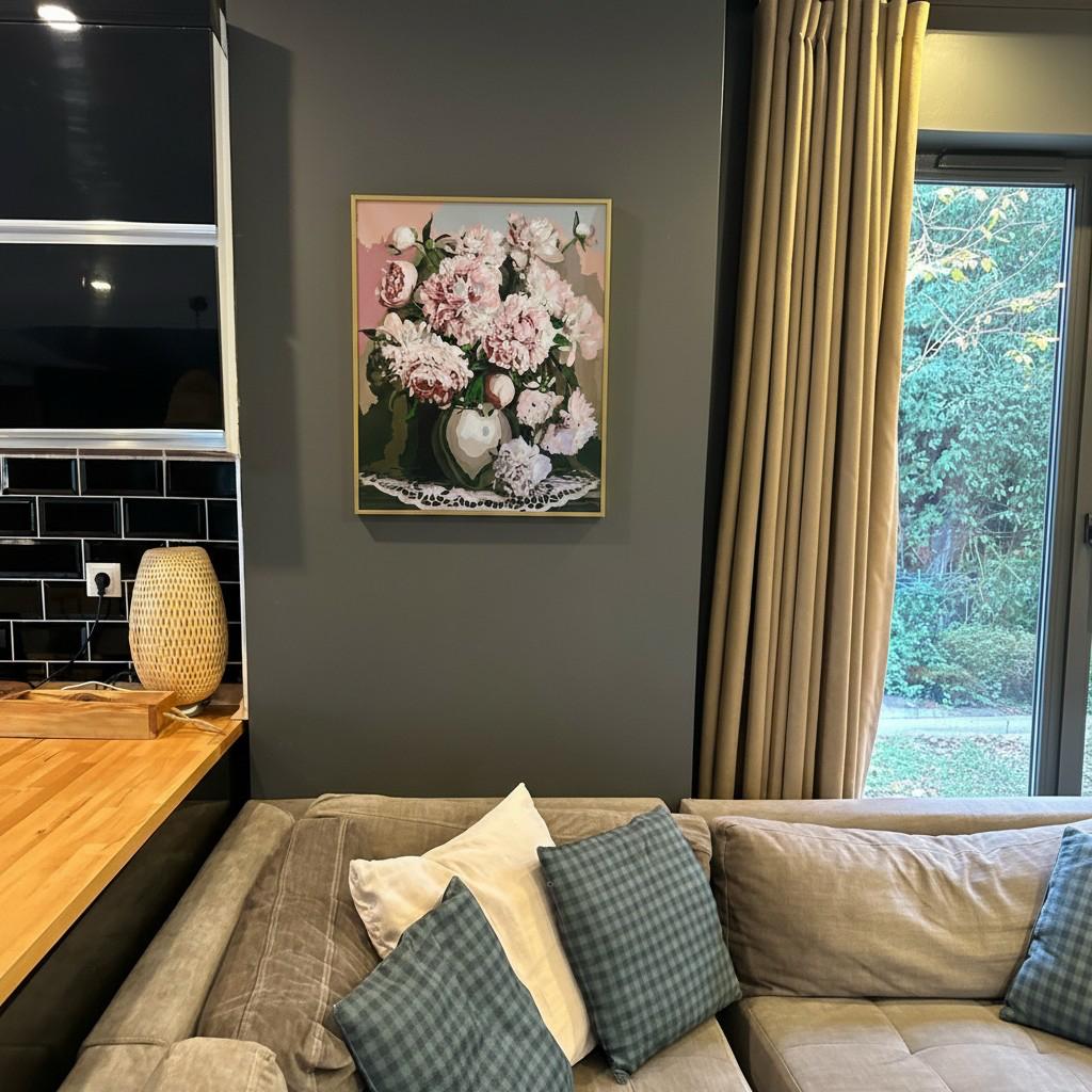 Blush Peony Framed Wall Art – Romantic Floral Painting | Soft Pink Luxury Decor | Calm Feminine Interior