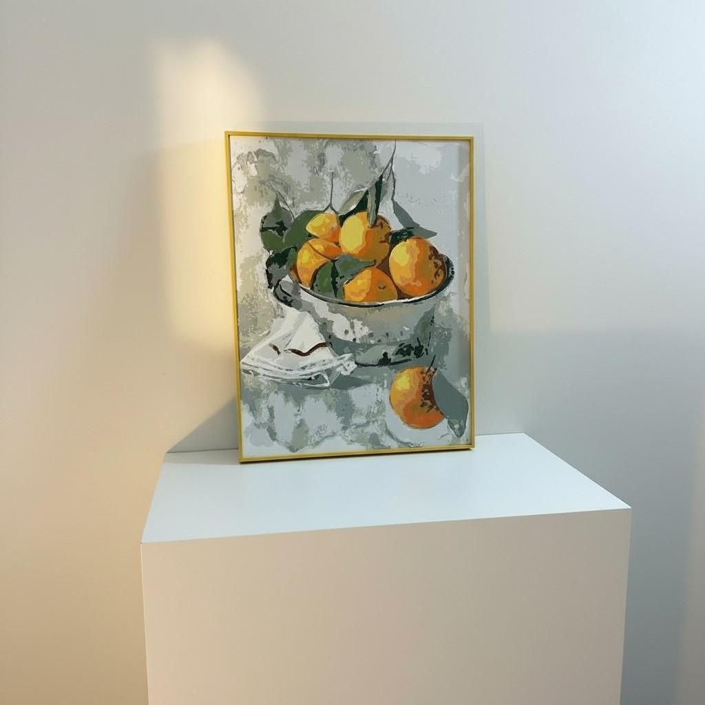 Citrus Still Life Framed Wall Art – Orange Bowl Painting | Warm Kitchen Decor | Minimal Luxury Home Aesthetic | 40x50 cm