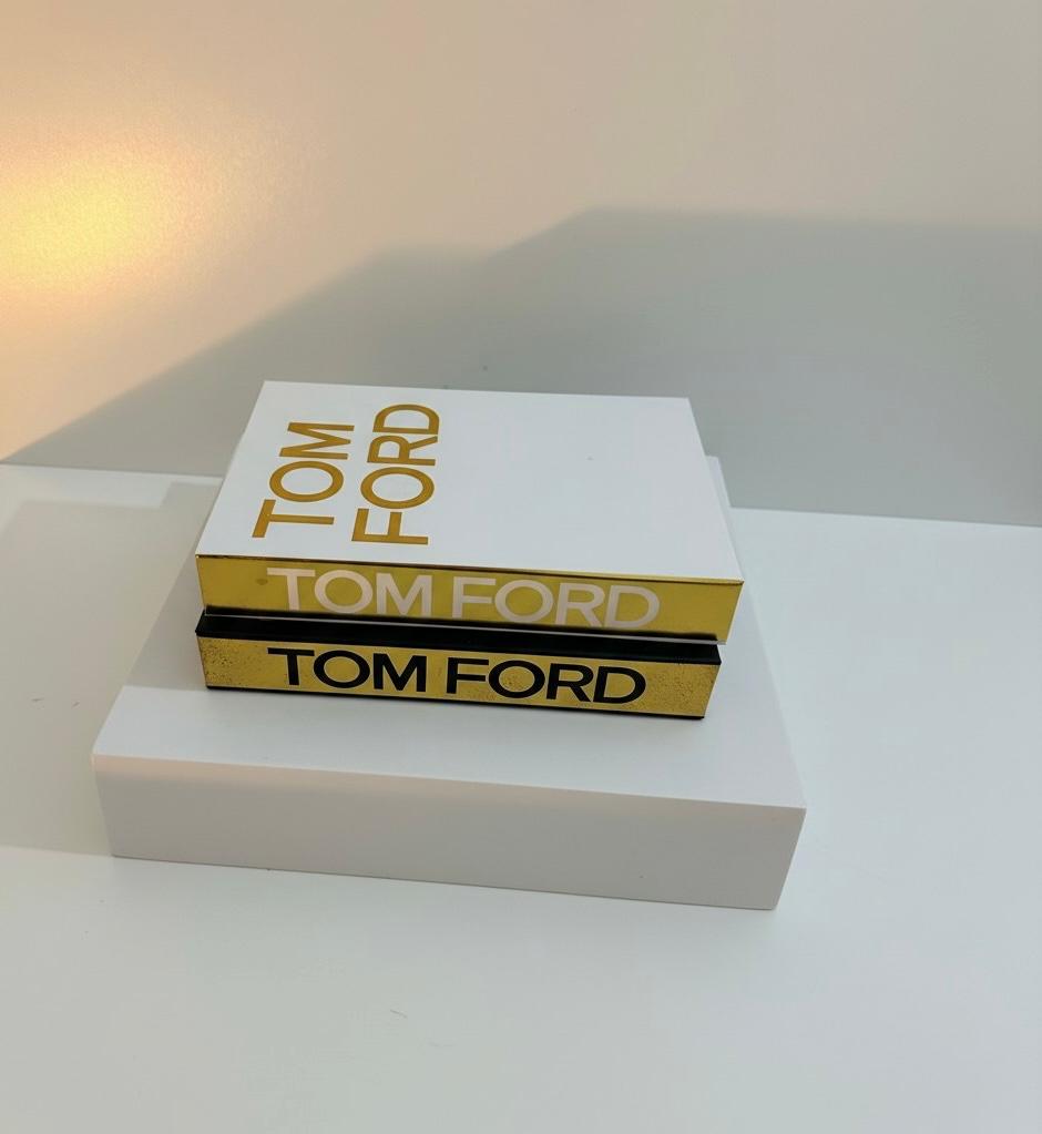 Luxury Tom Ford Decorative Book Box Set (2 Pieces) — Black & Gold Coffee Table Decor