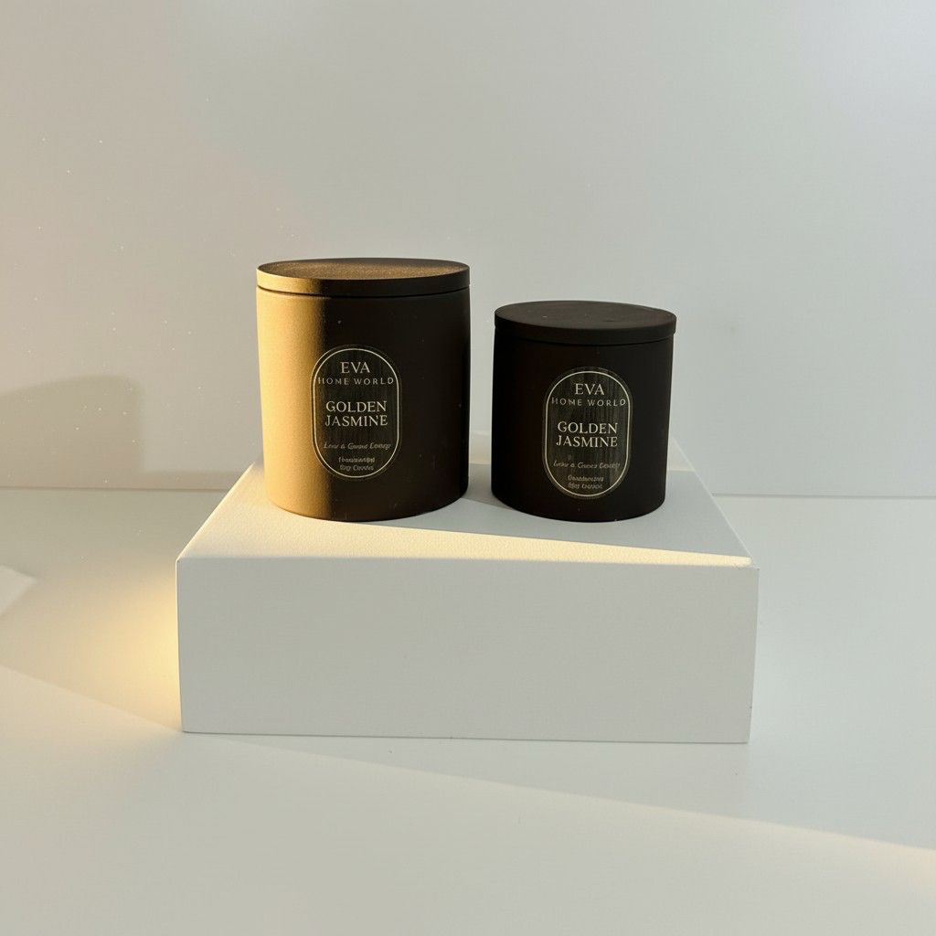 Golden Jasmine – Light & Renewal Energy Candle Set (10×10 + 8×8 Luxury Soy Wax)