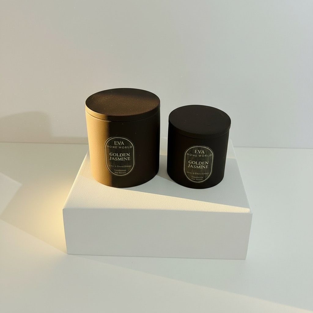 Golden Jasmine – Light & Renewal Energy Candle Set (10×10 + 8×8 Luxury Soy Wax)