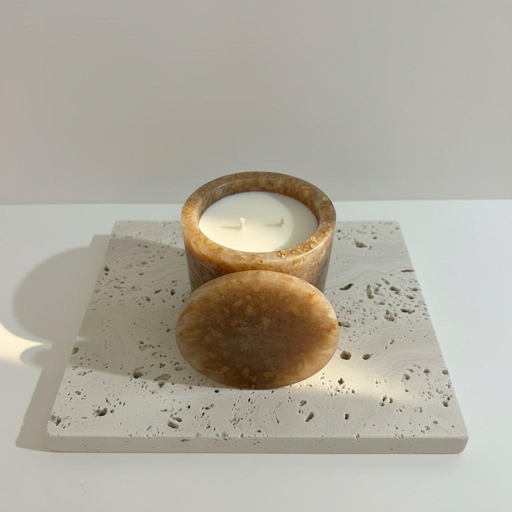 Earth Harmony – Smoky Quartz  Energy Ritual Candle | Luxury Crystal Soy Candle
