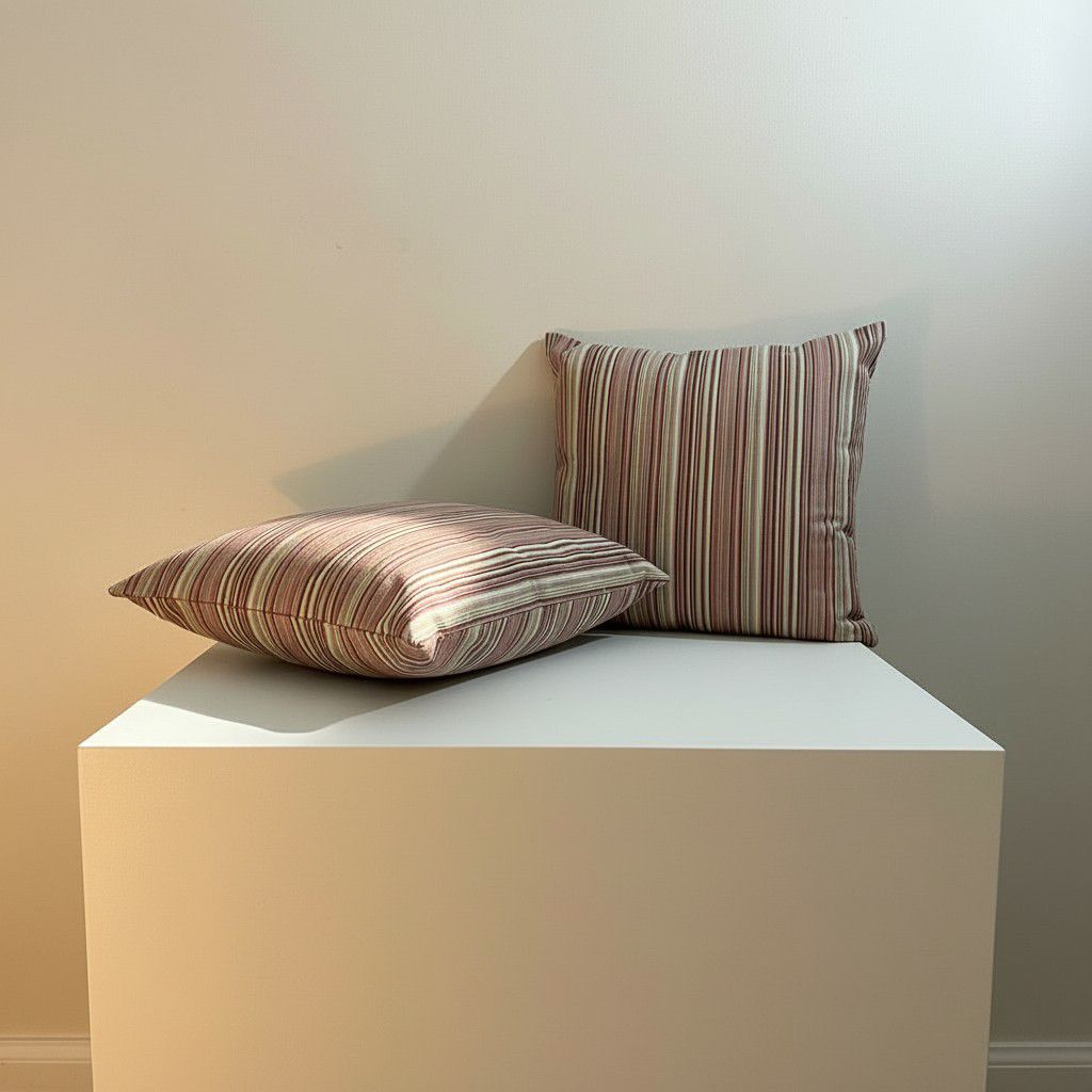 Set of 2 Striped Cushion Covers – Soft Neutral Decorative Pillow Covers – 40×40 Sofa Cushion Covers